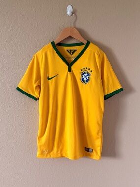 Nike Brazil Yellow and Green Soccer Jersey Kids
